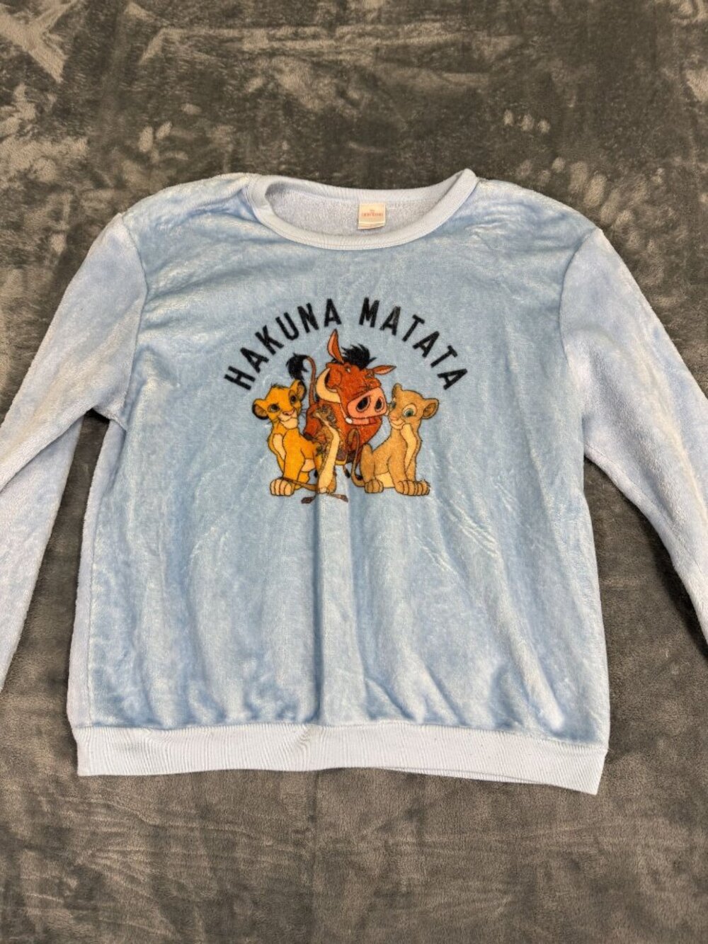 Disney Hakuna Matata Lion King Womens Light Blue Crewneck Sweatshirt L